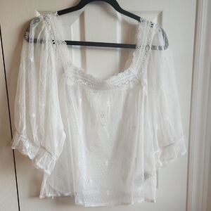 GAP Elegant Sheer White Blouse NWT